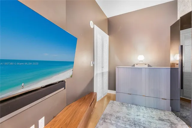 a view of a room with a ocean view