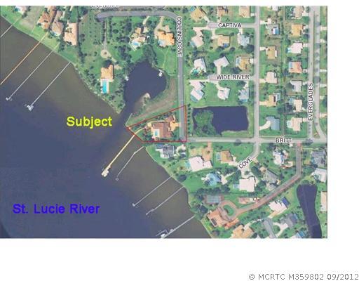 2640 Northwest Collins Cove Road Stuart, FL 34994 - Photo 21 of 21 Aerial View. One acre on the St. Lucie River in a secluded riverfront location in Stuart, FL