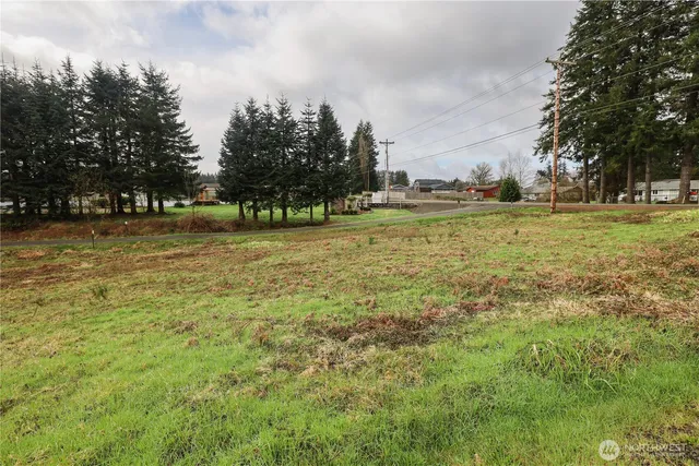a swimming pool with trees in the background