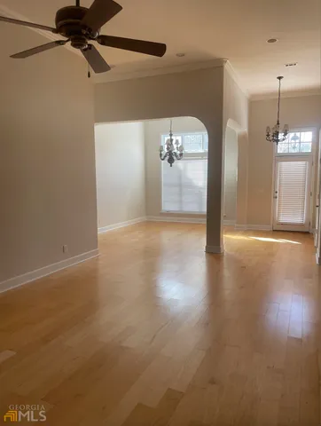 a view of a livingroom with a chandelier