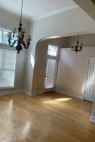 a view of a livingroom with a chandelier