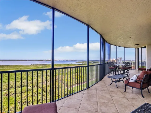 a balcony with furniture
