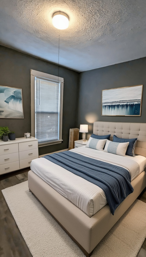 7249 South Princeton Avenue Chicago, IL 60621 - Photo 11 of 14 a bedroom with bed a flat screen tv and a couch