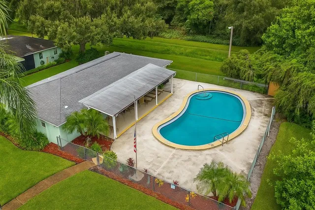 an aerial view of a house