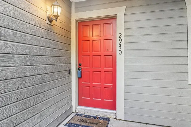a view of a wooden door