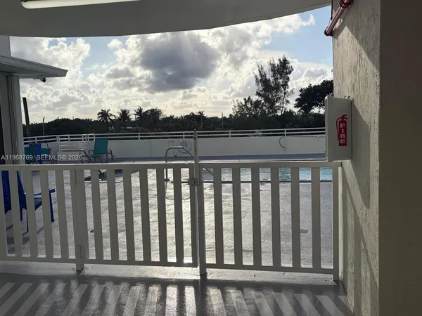 a balcony with street view