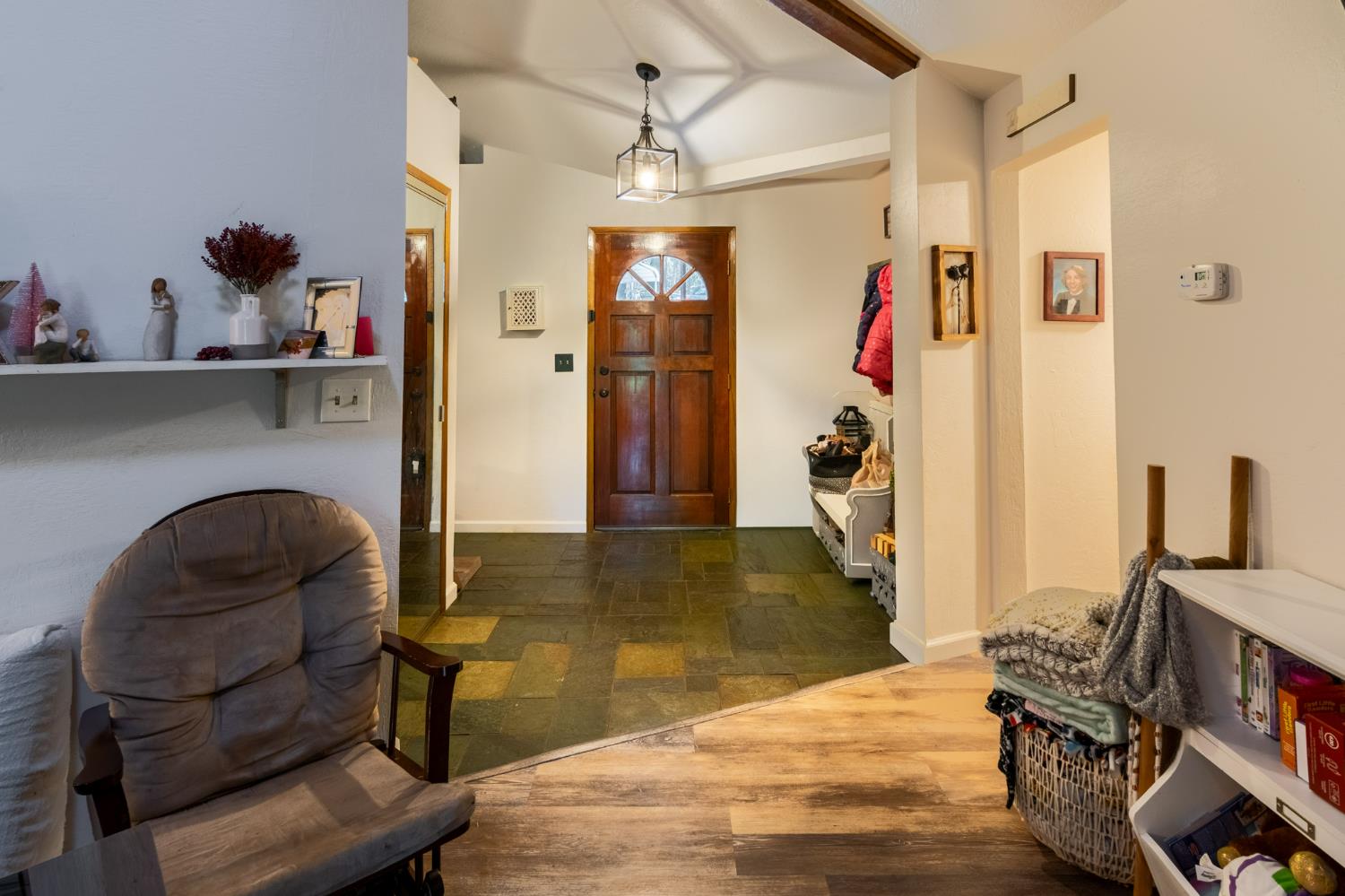 22700 Johnson Valley Road Foresthill, CA 95631 - Photo 5 of 68 a workspace with wooden floor and furniture