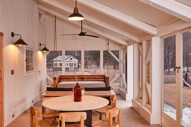 a view of a lake with houses