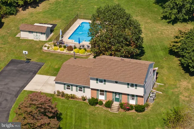 an aerial view of a house