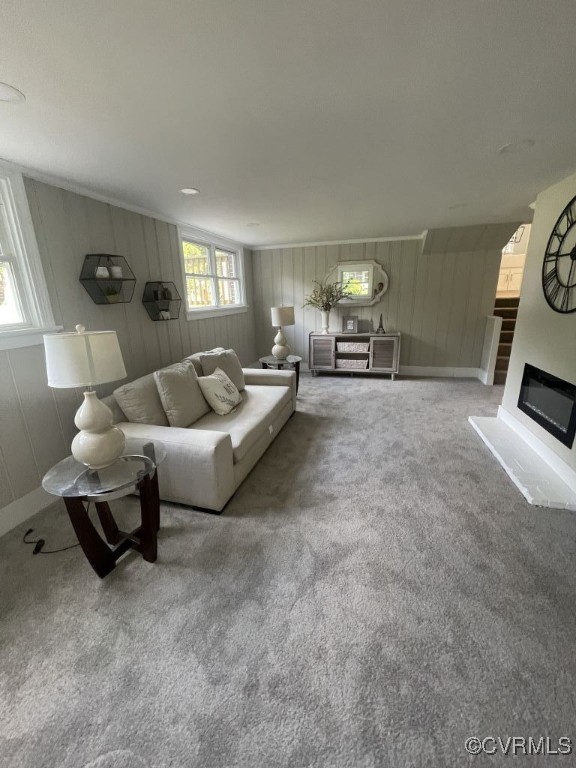 8306 Dade Road Richmond, VA 23227 - Photo 19 of 21 Carpeted living room with a glass covered fireplac