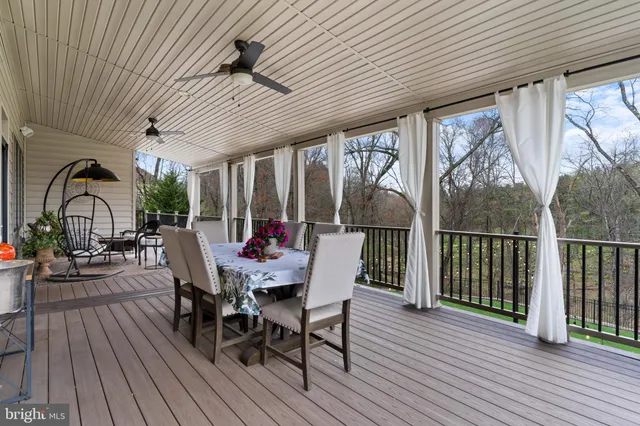 a view of the patio with couches and a potted plant on a table