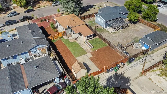 an aerial view of a house