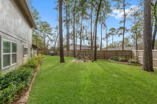 a view of backyard with green space