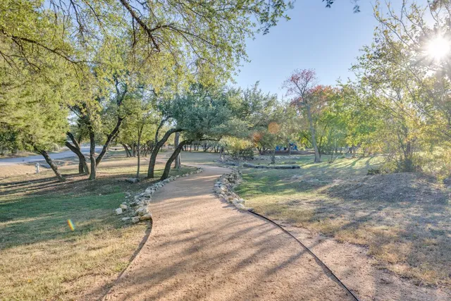 a view of a yard with trees