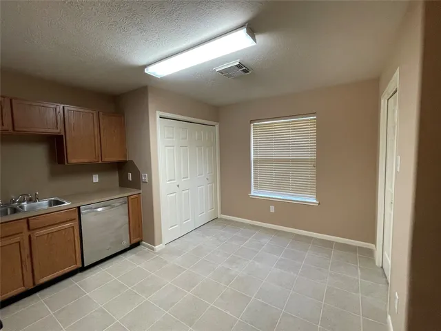 a close view of sink and cabinets