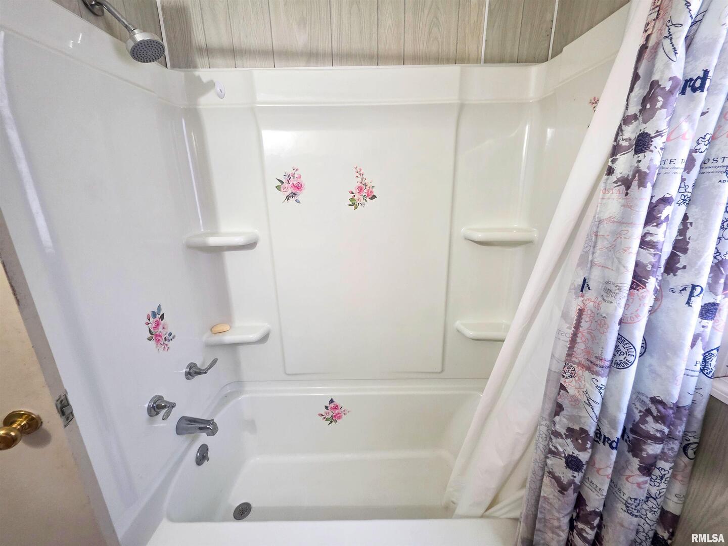 103 Watkins Street Cisne, IL 62823 - Photo 71 of 85 a bathroom with a bathtub and shower curtain