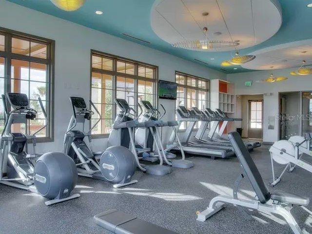 a view of a room with gym equipment