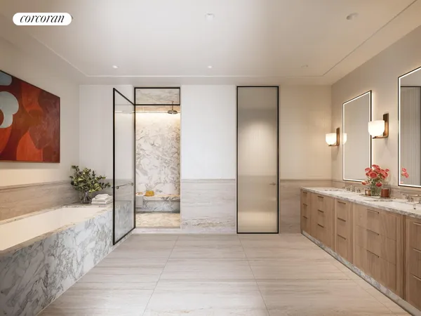 a bedroom with bed and glass window