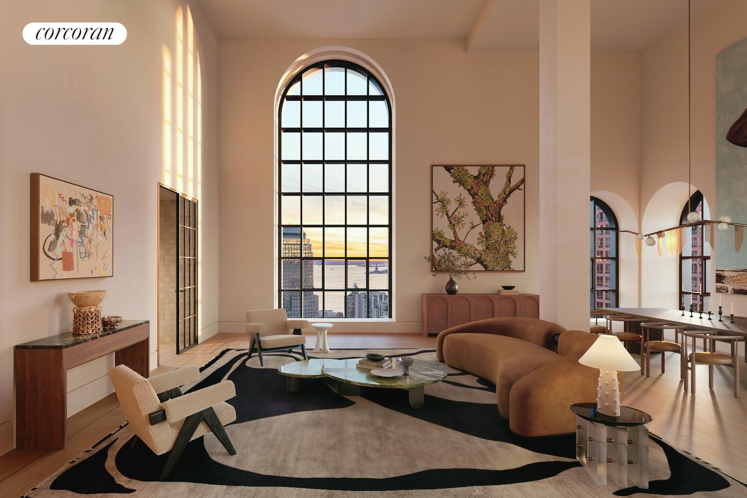 100 Barclay Street, Unit PHSOUTH Manhattan, NY 10007 - Photo 4 of 21 a living room with furniture and a window