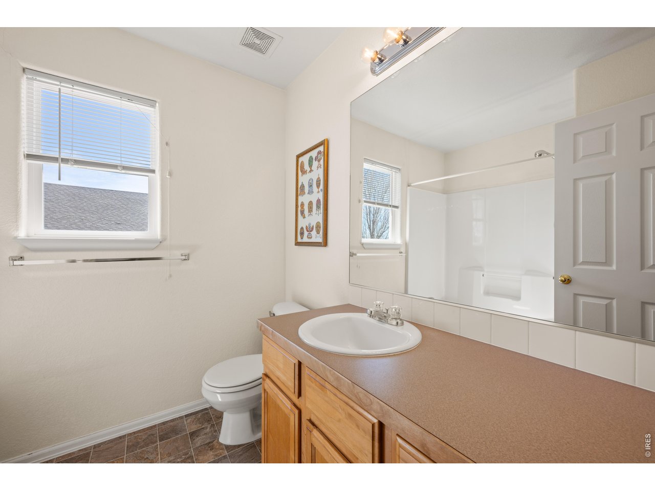 9877 Buffalo Street Firestone, CO 80504 - Photo 24 of 40 a bathroom with a sink toilet a mirror and vanity
