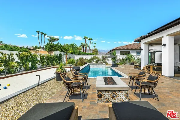 a view of an outdoor seating area