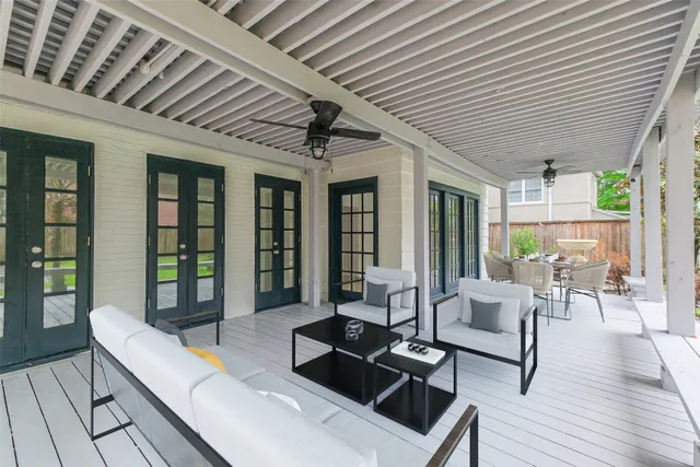 a outdoor space with patio furniture