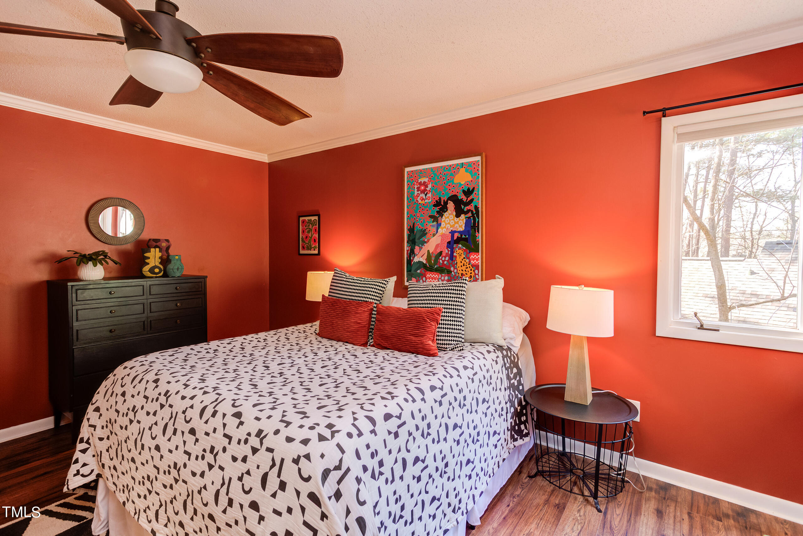 30 Sandstone Ridge Drive Durham, NC 27713 - Photo 35 of 65 a bedroom with a bed and wooden floor