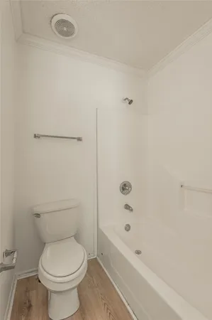 a bathroom with a toilet and a bathtub