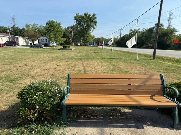 a view of a yard with an outdoor space