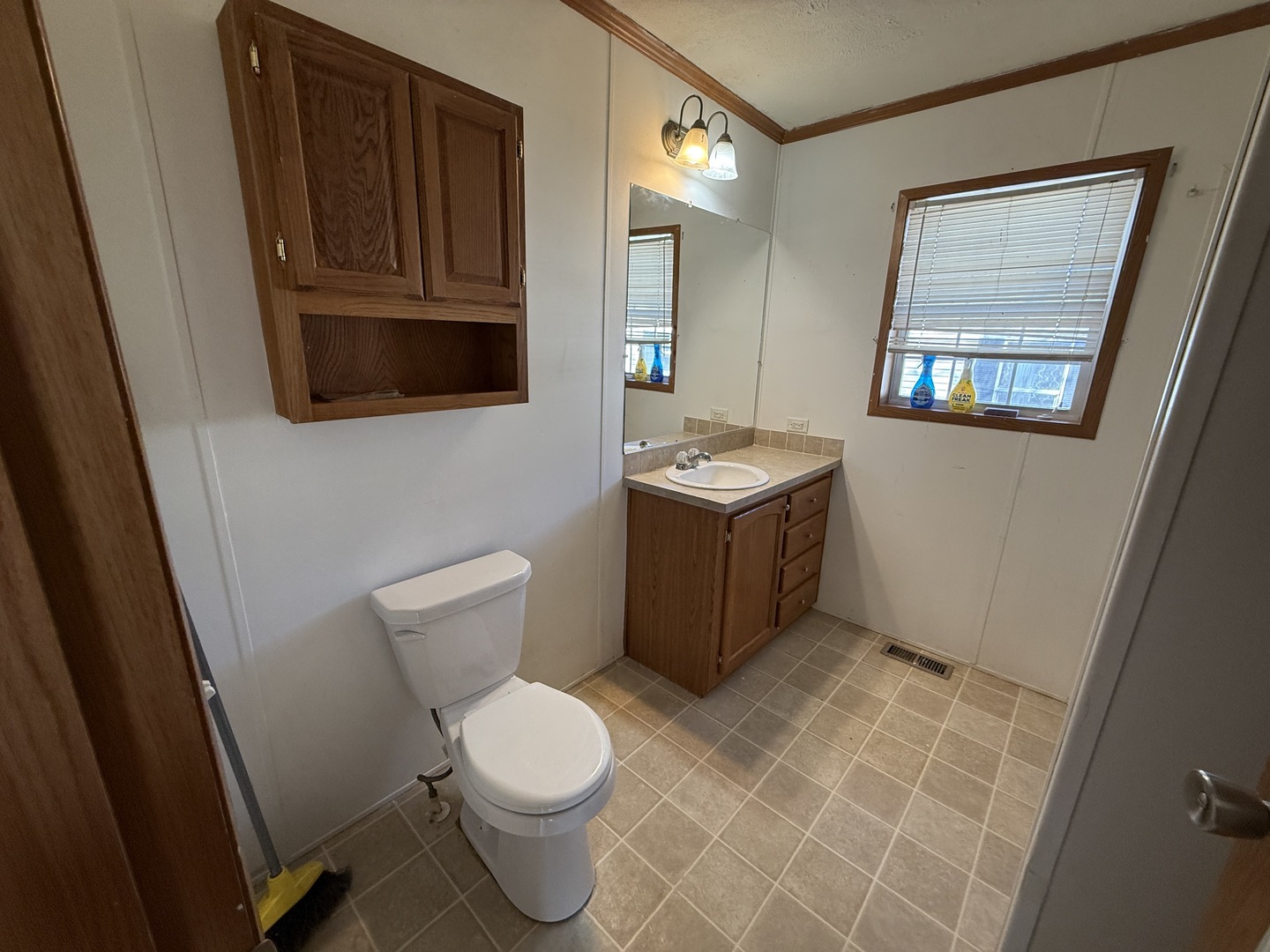 1712 South Dixie Highway, Unit 248 Crete, IL 60417 - Photo 6 of 19 a bathroom with a toilet a sink a mirror and vanity