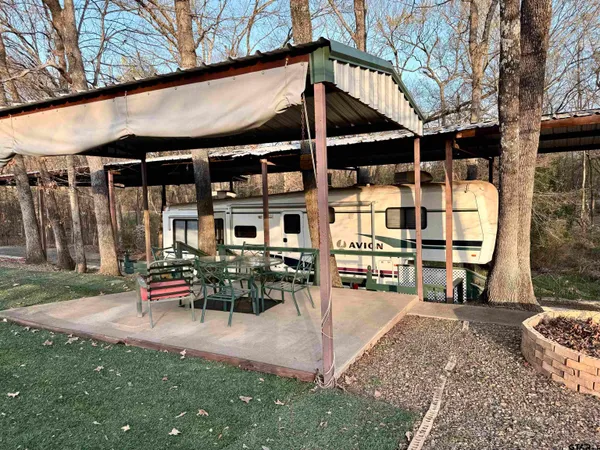 a view of a terrace with city view