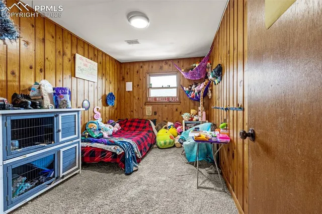a living room with toys