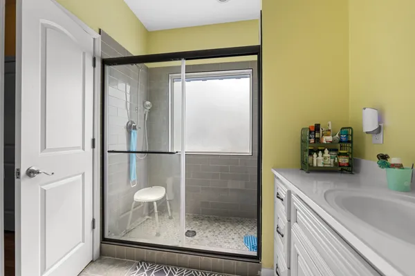 a bathroom with a shower