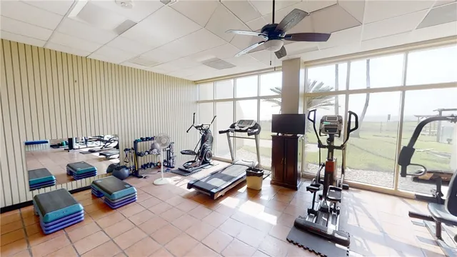 a view of a room with gym equipment