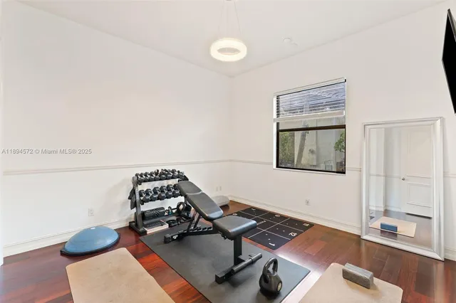 a room with gym equipment