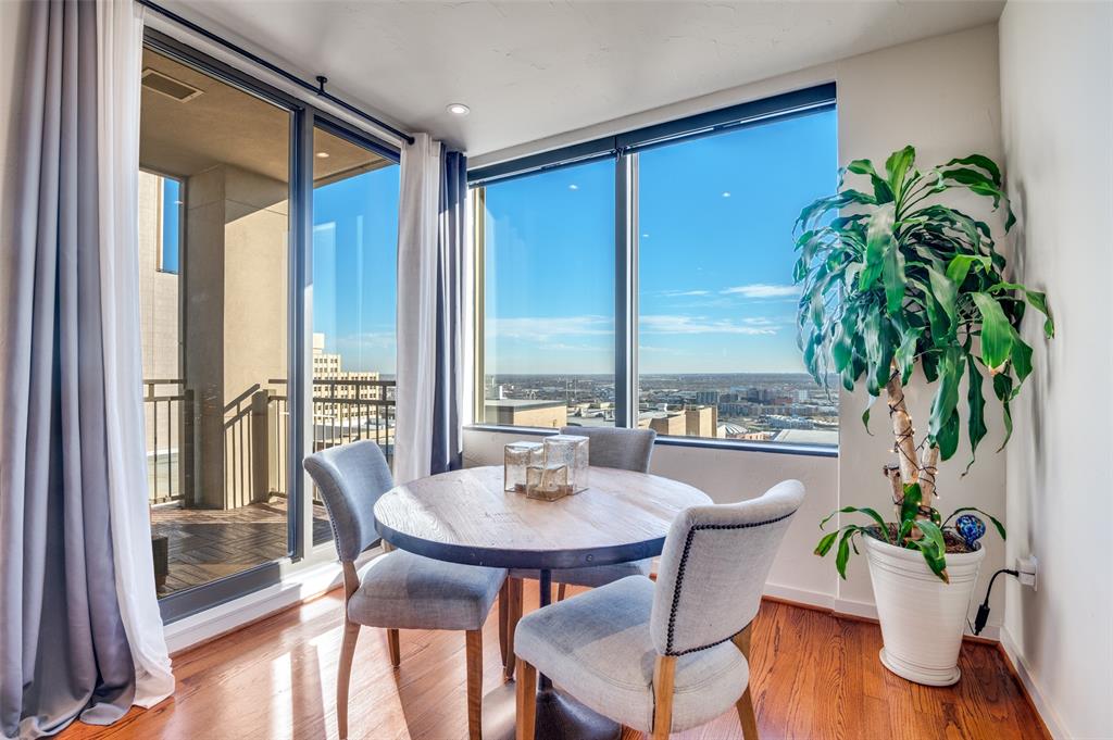 1200 Main Street, Unit 2412 Dallas, TX 75202 - Photo 6 of 36 a dining room with furniture window and wooden floor