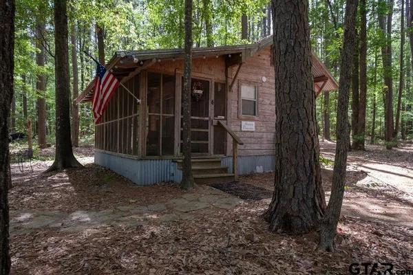 a view of backyard and trees