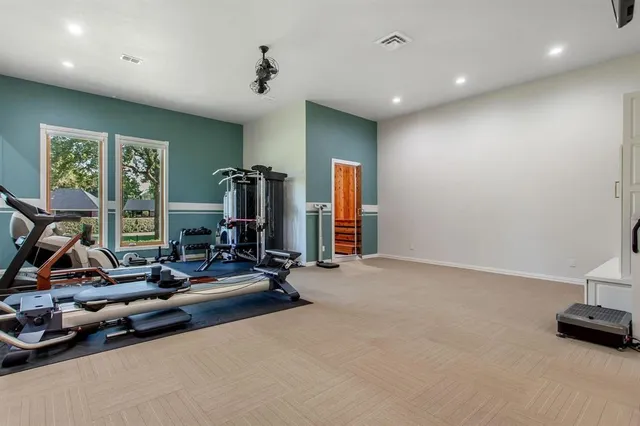a view of a room with gym equipment