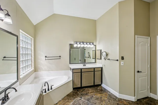 a view of a room with windows