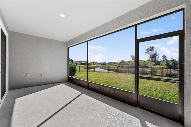 a view of a garden with a fountain