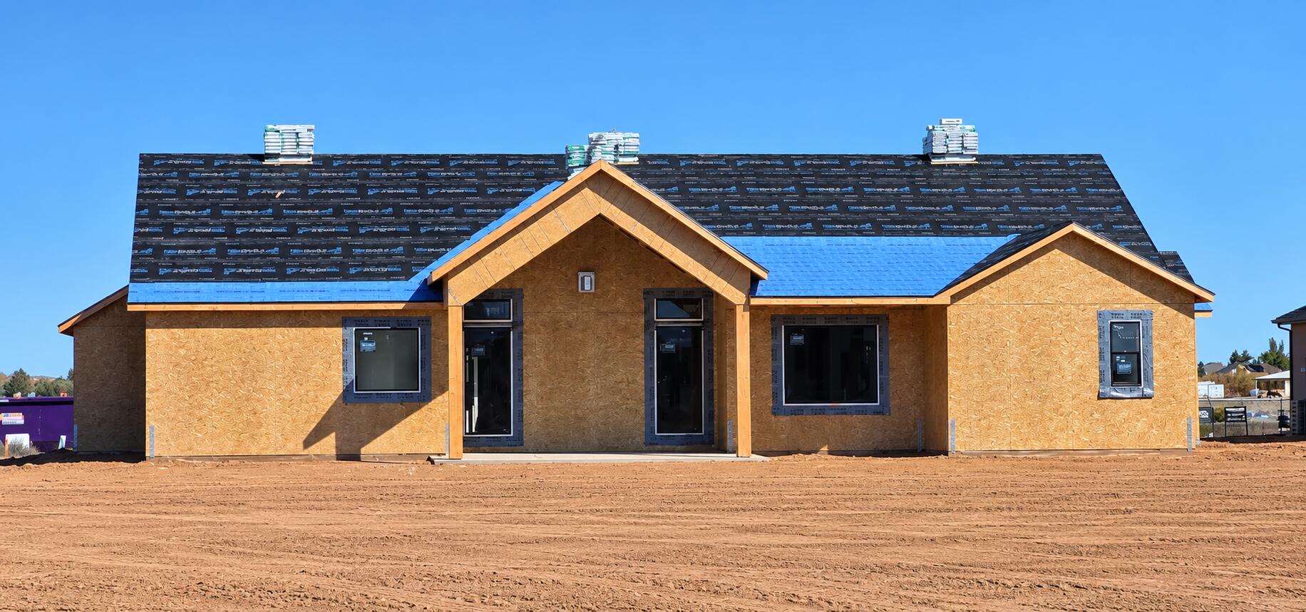 Ranch House Under Construction on Graded