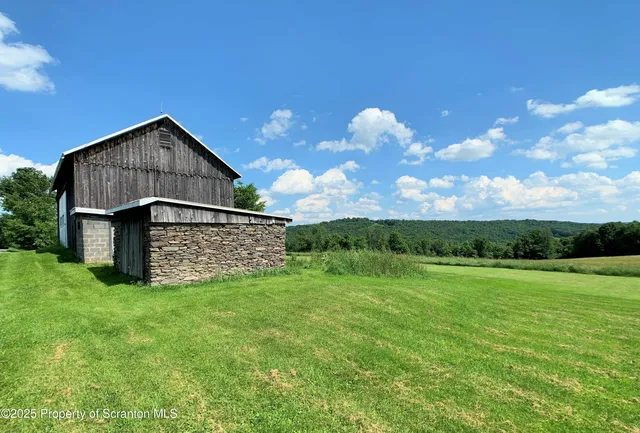 a backyard of a house with lots of green space and mountain view in back