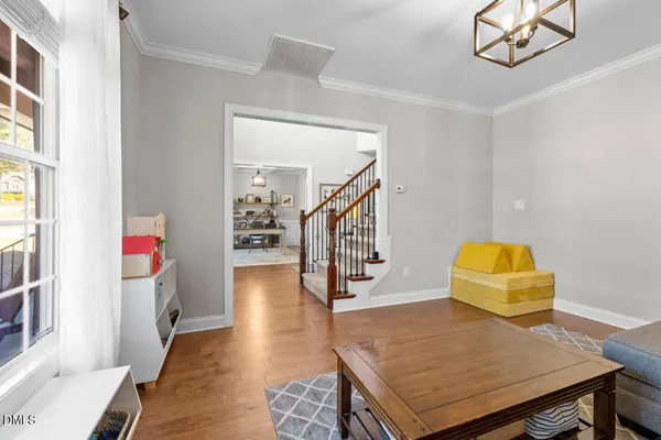 a view of entryway with wooden floor