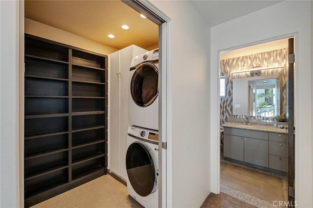 2024 The Strand Hermosa Beach, CA 90254 - Photo 55 of 65 a view of a kitchen with washer and dryer