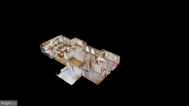 an aerial view of house with yard