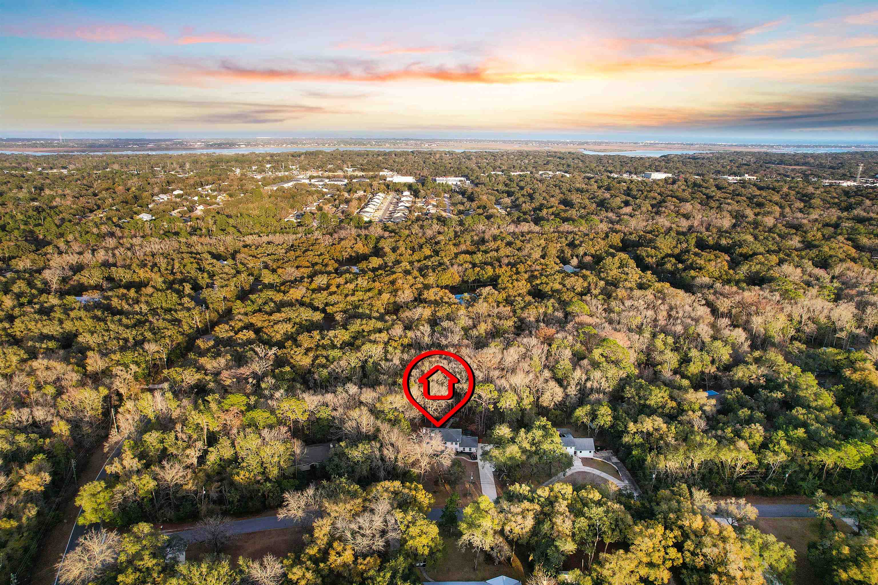 3020 Mac Road St. Augustine, FL 32086 - Photo 5 of 49 Aerial view at dusk of a wooded view