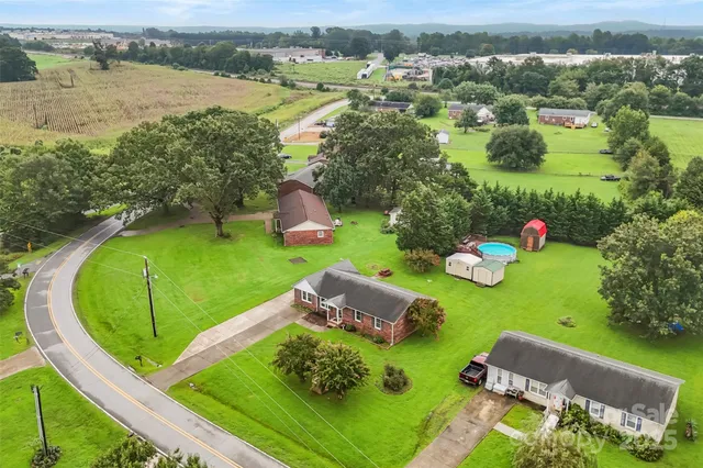 an aerial view of a golf course with garden space