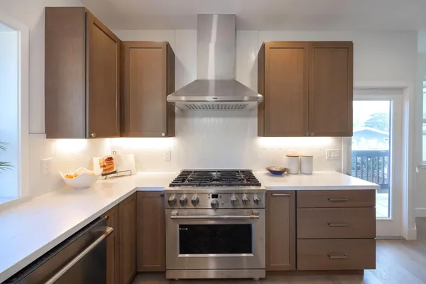 a close up of a stove top oven sitting on a counter