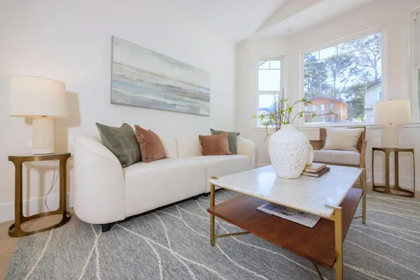 a living room with furniture