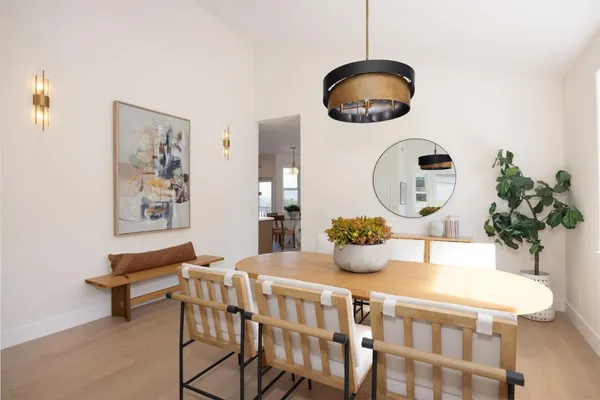 a table and chairs in a room